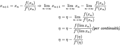 \begin{displaymath}\begin{split}x_{n+1} = x_n - \frac{f(x_n)}{f'(x_n)} \Rightarr...
...} \\
\eta & = \eta - \frac{f(\eta)}{f'(\eta)} \\
\end{split}\end{displaymath}