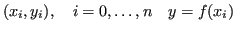 $\displaystyle (x_i,y_i), \quad i = 0,\dots,n \quad y = f(x_i) $