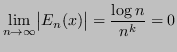 $\displaystyle \lim_{n\to \infty} \abs{E_n(x)} = \frac{\log n}{n^k} = 0 $